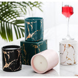 Vela perfumada de cerámica dorada de mármol de 4 colores