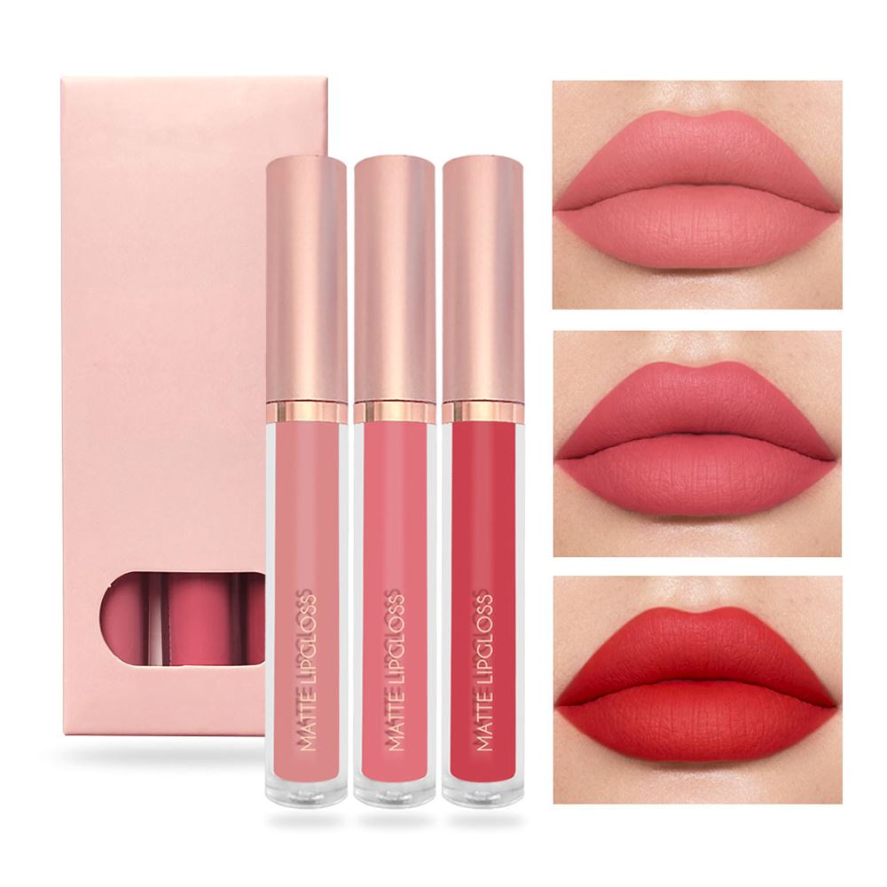 Nude Pink matte lip gloss Set (3PCS)