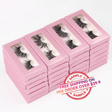 【SAMPLE】False Eyelashes 1 Pair With Square Pink Box(Mink hair)  -【Free Shipping On Mix Order Over $39.9】