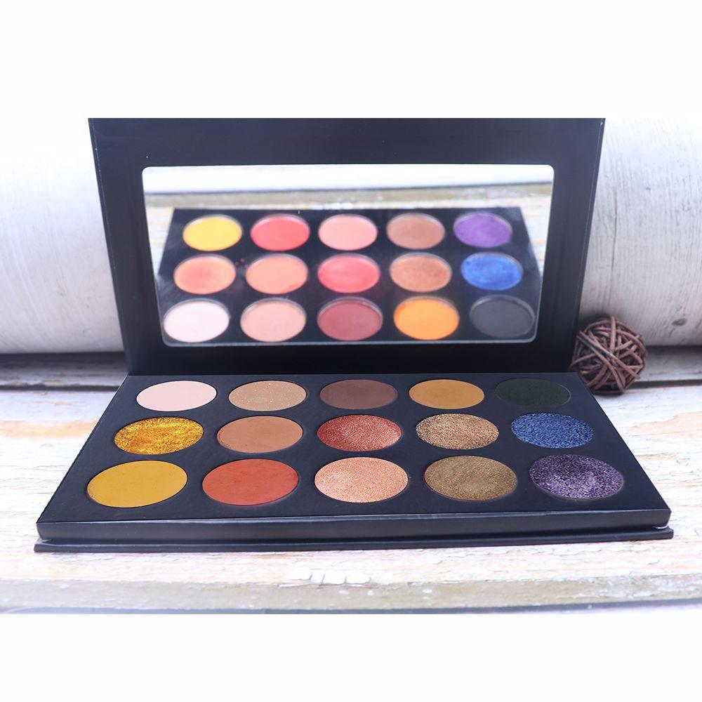 Paleta de sombras de ojos de 15 colores amarillo marrón
