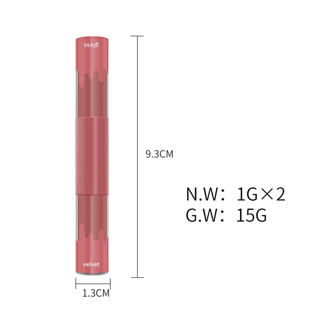 6 Colors Double-headed Non-stick Cup Liquid Lipstick & Matte Velvet Lip Glaze