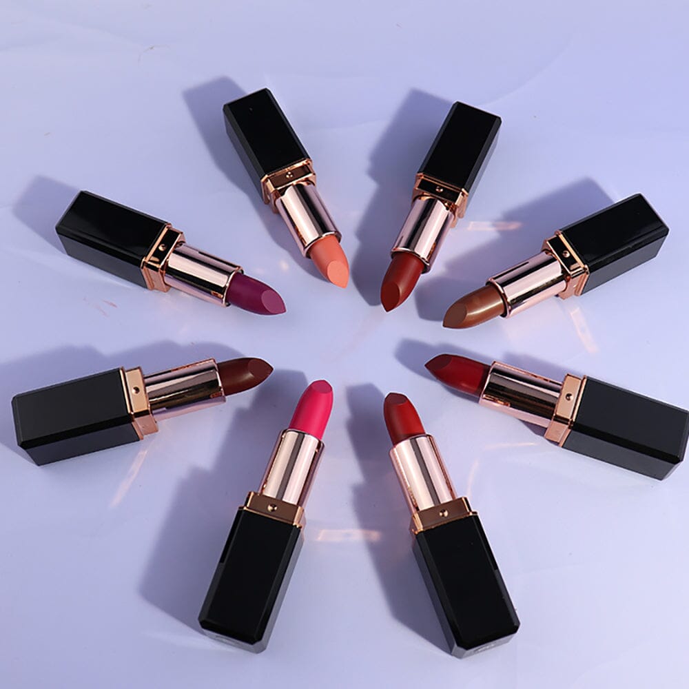 8 color black square tube matte lipstick