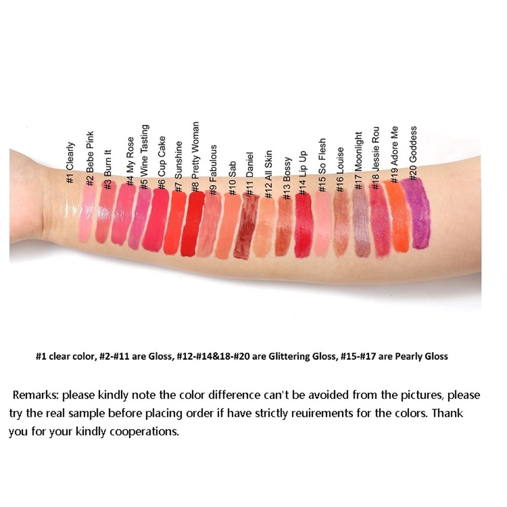 20 colors silver cap round tube moisturizing lip gloss