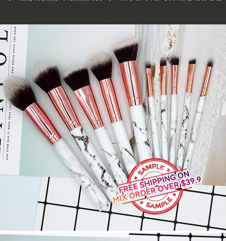 10pcs marble brushes (with holder) - MSmakeupoem.com