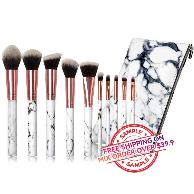 10pcs marble brushes(with bag) - MSmakeupoem.com