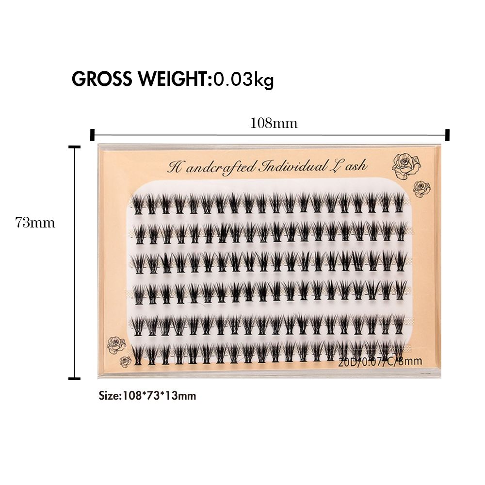 20D Six rows of mixed natural thick artificial single cluster false eyelashes