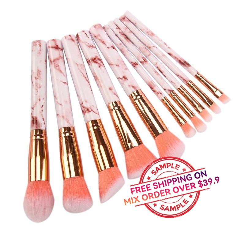 10pcs marble brushes(with bag) - MSmakeupoem.com