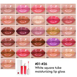 52 colors white square tube moisturizing lip gloss(#1-#26)