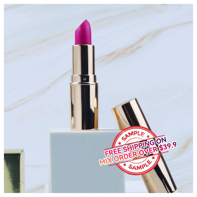 【MUESTRA】Lápiz labial de tubo redondo dorado mate de 8 colores -【Envío gratis en pedidos mixtos superiores a $39.9】
