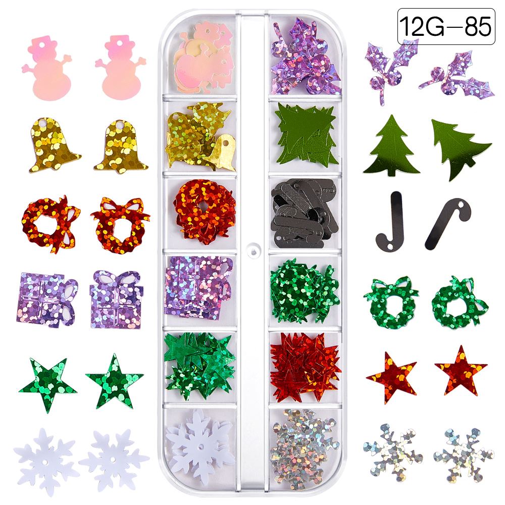 Schneeflocke Weihnachtsmann Baum Nail Art Ornament Glitter Diamant