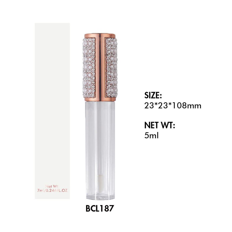 Pintalabios personalizado / Brillo de labios Casquillo de diamante pequeño y tubo transparente