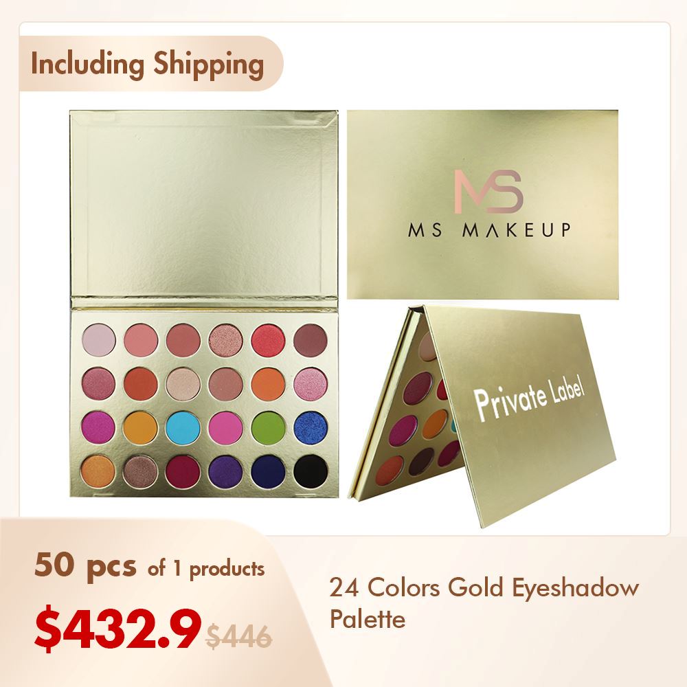 24 Colors Gold Eyeshadow Palette Custom Logo / High-pigment Eyeshadow Pan(50pcs free shipping)