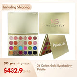 24 Colors Gold Eyeshadow Palette Custom Logo / High-pigment Eyeshadow Pan(50pcs free shipping)