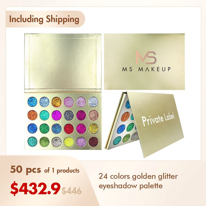 24 Colors Golden Glitter Eyeshadow Palette(50pcs free shipping)