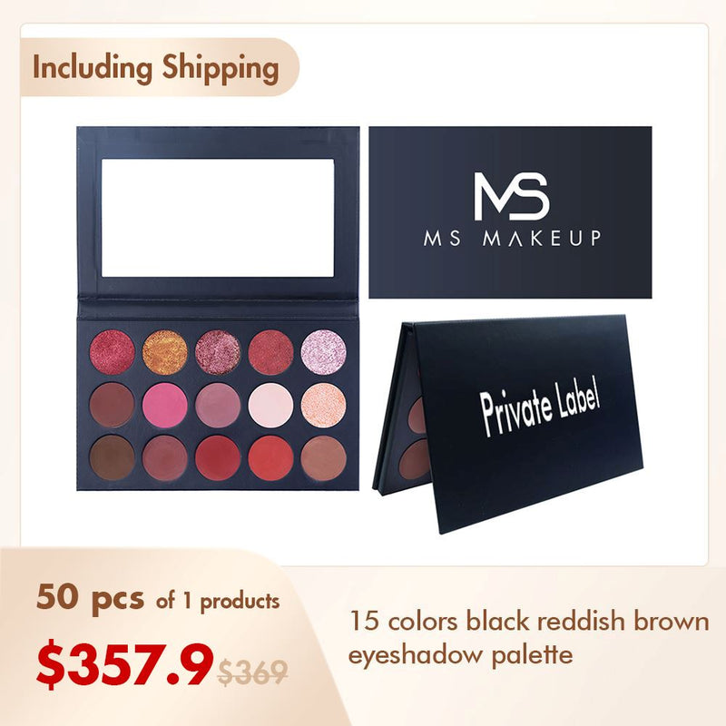Paleta de sombras de ojos de 15 colores, negro, marrón rojizo (50 piezas, envío gratis)