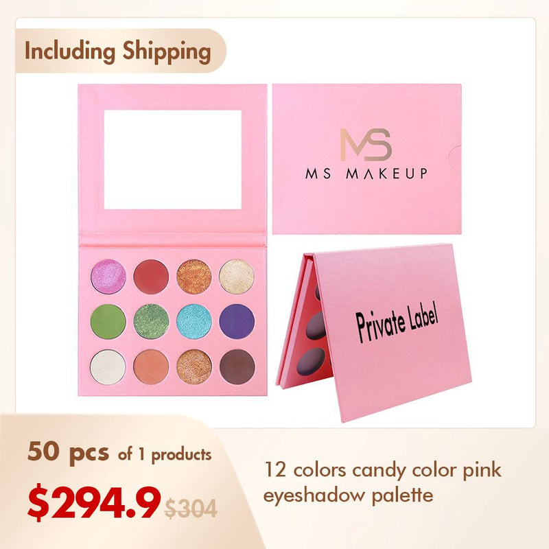 Paleta de sombras de ojos rosa de 12 colores Candy Color (50 piezas envío gratis)