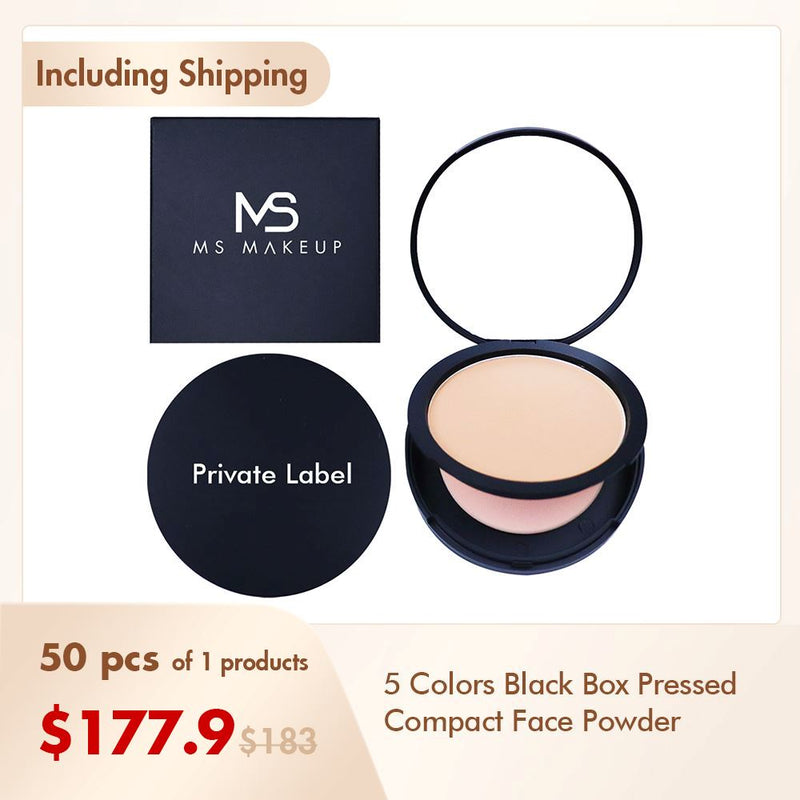 Polvo facial compacto prensado en 5 colores, polvo de maquillaje de etiqueta privada y mate (50 uds, envío gratis)