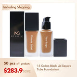 15 Colors Black Lid Square Tube Foundation (50pcs free shipping)