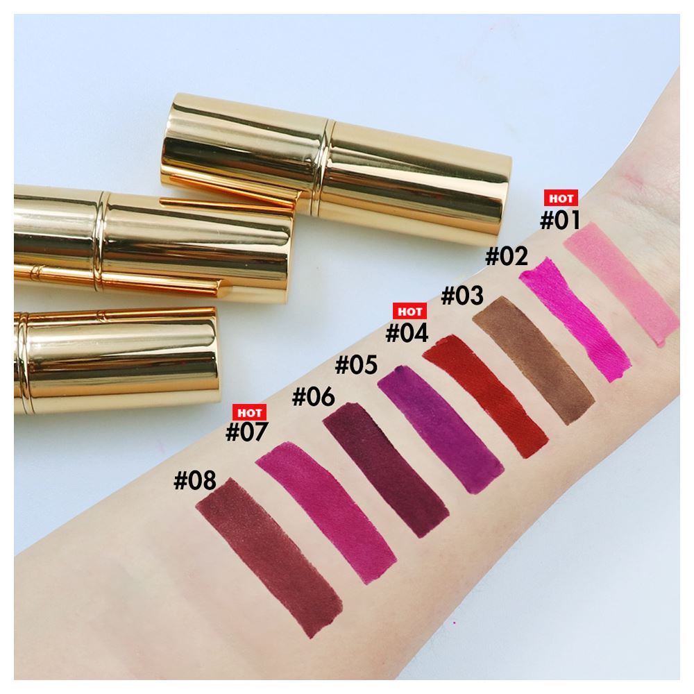 8 color matte golden round tube lipstick【30PCS Free Shipping & Free Print Logo】