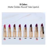 8 color matte golden round tube lipstick【30PCS Free Shipping & Free Print Logo】