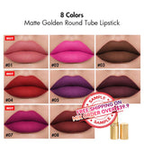 【SAMPLE】8 Color Matte Golden Round Tube Lipstick -【Free Shipping On Mix Order Over $39.9】