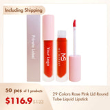 29 Colors Pink Lid Round Tube Lipsticks(50pcs free shipping)