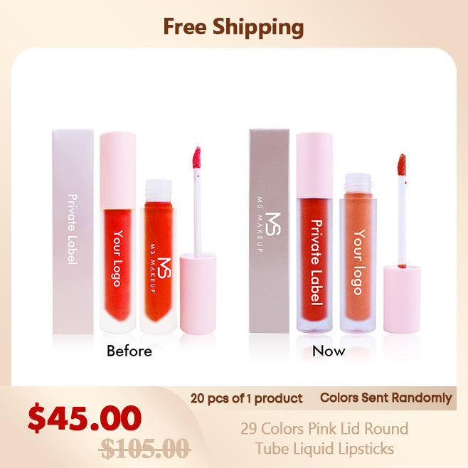 20 piezas de 29 colores de lápices labiales de tubo redondo con tapa rosa - PRECIO BAJO (COLORES ENVIADOS ALEATORIAMENTE)