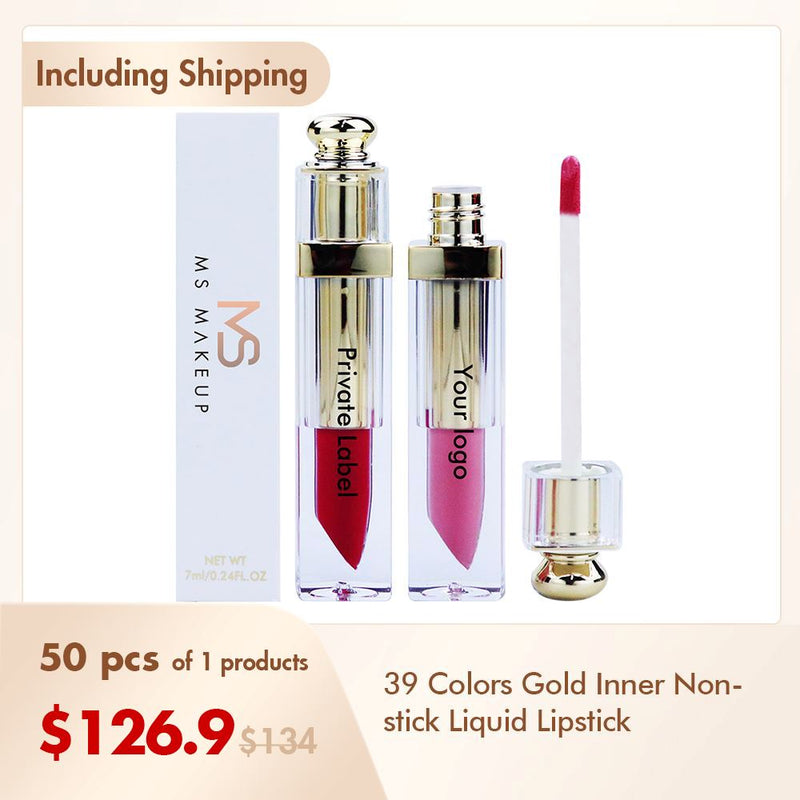 Etiqueta privada de lápiz labial líquido antiadherente interior dorado (50 piezas envío gratis)