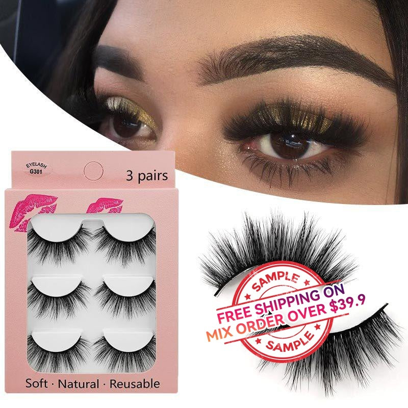【SAMPLE】False eyelashes 3 pairs (imitation mink hair)  -【Free Shipping On Mix Order Over $39.9】