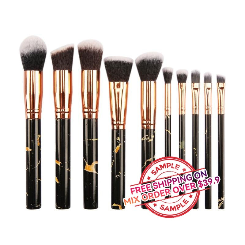 10pcs marble brushes (with holder) - MSmakeupoem.com