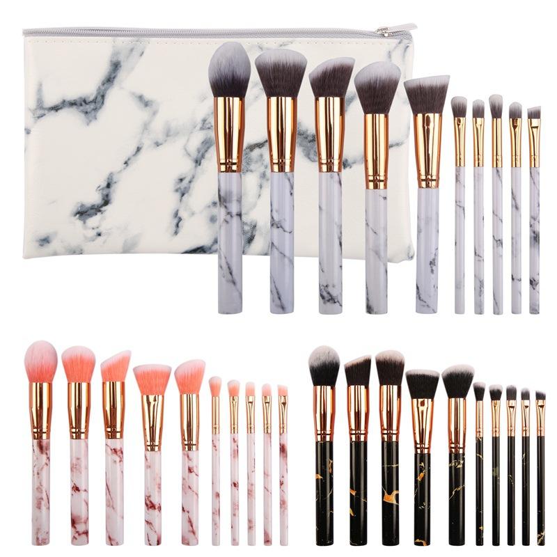 10pcs marble brushes(with bag) - MSmakeupoem.com