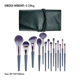 14pcs High Quality Emerald Green Makeup Brush Set (With Bag)