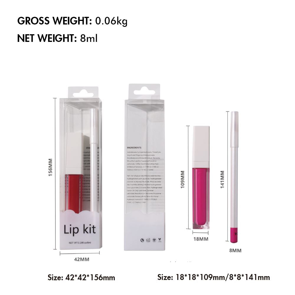 21 colors liquid lipstick & lip liner set with transparent box