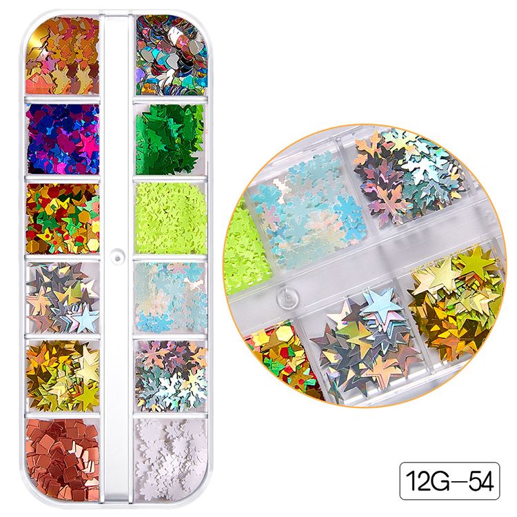 Schneeflocke Weihnachtsmann Baum Nail Art Ornament Glitter Diamant