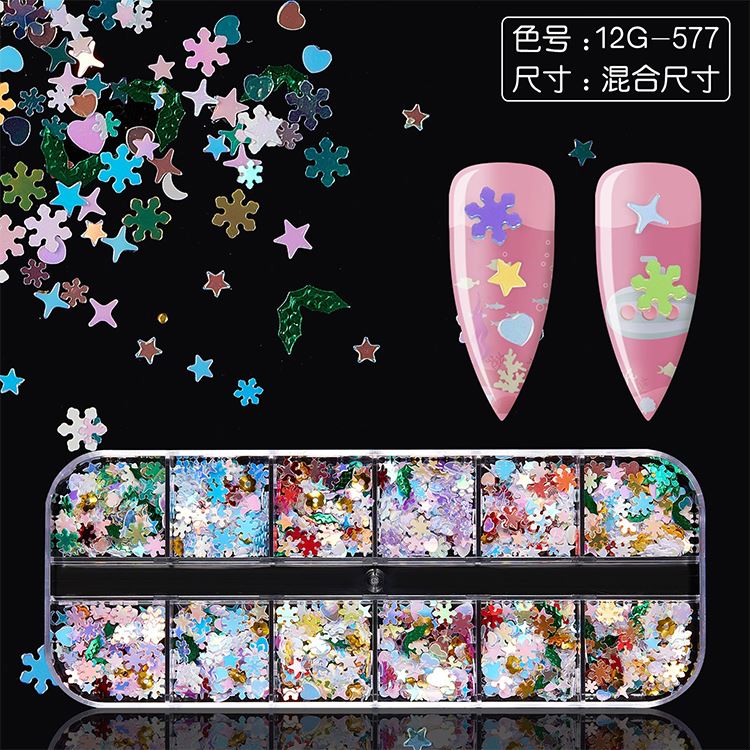 Schneeflocke Weihnachtsmann Baum Nail Art Ornament Glitter Diamant