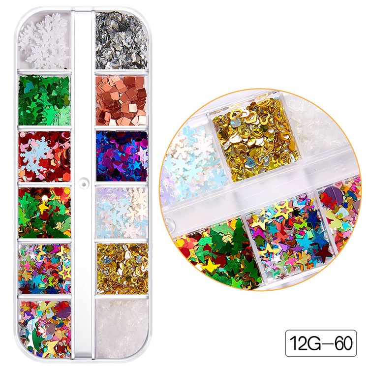 Schneeflocke Weihnachtsmann Baum Nail Art Ornament Glitter Diamant