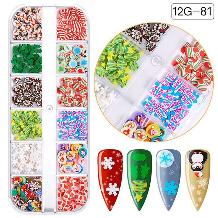 Schneeflocke Weihnachtsmann Baum Nail Art Ornament Glitter Diamant