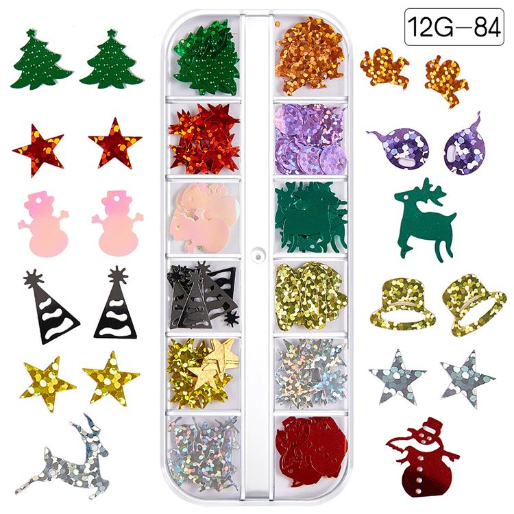 Schneeflocke Weihnachtsmann Baum Nail Art Ornament Glitter Diamant