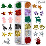 Schneeflocke Weihnachtsmann Baum Nail Art Ornament Glitter Diamant