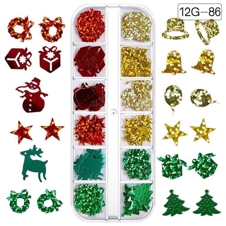 Schneeflocke Weihnachtsmann Baum Nail Art Ornament Glitter Diamant