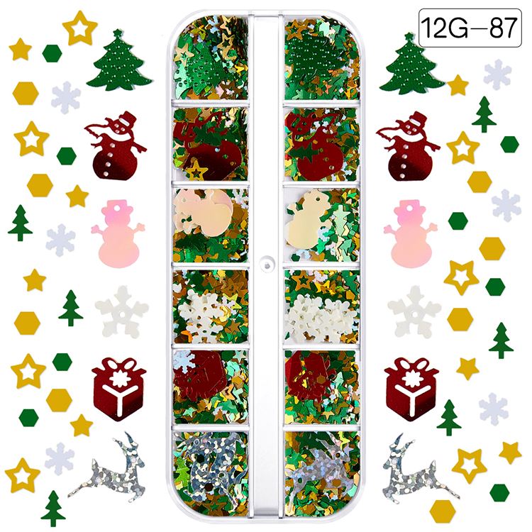 Schneeflocke Weihnachtsmann Baum Nail Art Ornament Glitter Diamant