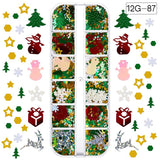 Schneeflocke Weihnachtsmann Baum Nail Art Ornament Glitter Diamant