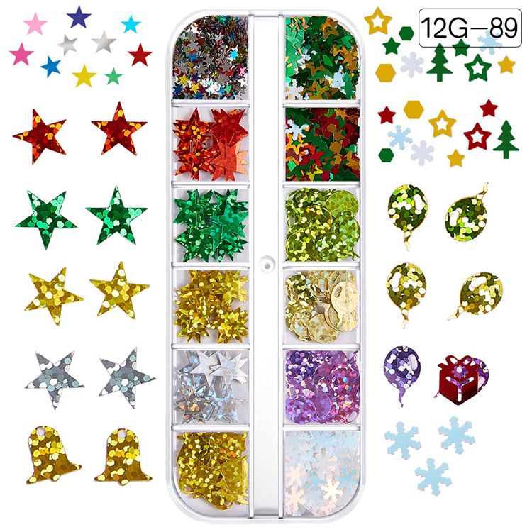 Schneeflocke Weihnachtsmann Baum Nail Art Ornament Glitter Diamant