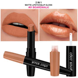 Double-ended 2-in-1 Non-stick Cup Solid Lipstick Liquid Lip Gloss Lip Glaze
