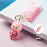 6 Colors Fruity Peptide Lipstick Labubu Keychain Charm