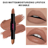 12 Farben 2 in 1 doppelköpfiger, antihaftbeschichteter Lippenstift, feuchtigkeitsspendender, lichtechter Lippenstift
