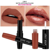 Double-ended 2-in-1 Non-stick Cup Solid Lipstick Liquid Lip Gloss Lip Glaze