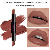 12 Farben 2 in 1 doppelköpfiger, antihaftbeschichteter Lippenstift, feuchtigkeitsspendender, lichtechter Lippenstift