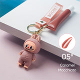 6 Colors Fruity Peptide Lipstick Labubu Keychain Charm