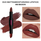 12 Farben 2 in 1 doppelköpfiger, antihaftbeschichteter Lippenstift, feuchtigkeitsspendender, lichtechter Lippenstift